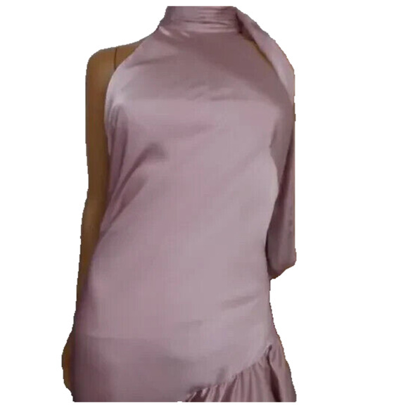 MAC DUGGAL HALTER NECK RUFFLED ASYMMETRICAL DRESS SZ‎ 2 ROSE PINK NEW $398 - Picture 6 of 7